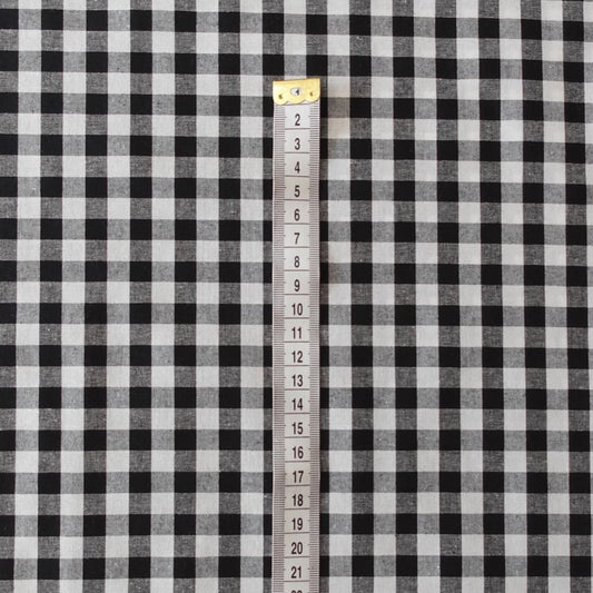 Black Gingham 100% Cotton Fabric - per half metre