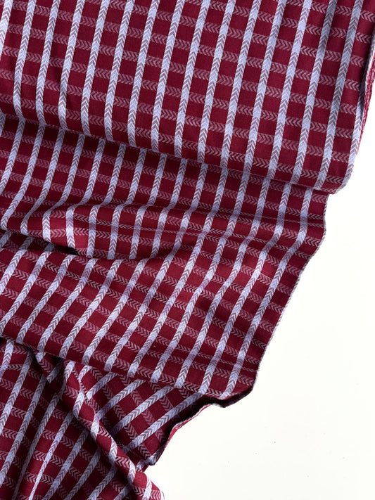 Burgundy cotton yarn dyed dobby fabric - per half metre