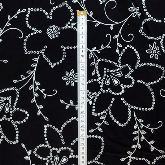 Black Cutwork Cotton Fabric - per half metre