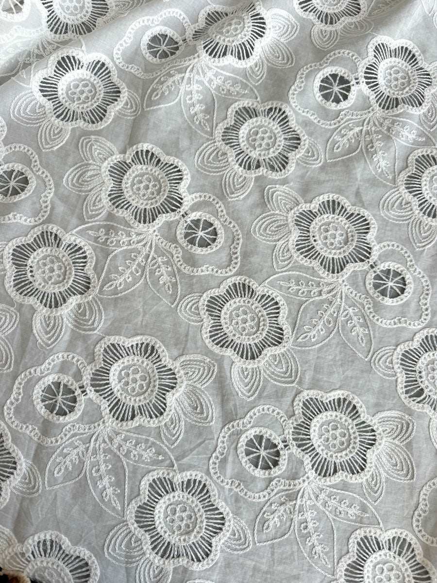 lvory embroidered cotton - per half metre
