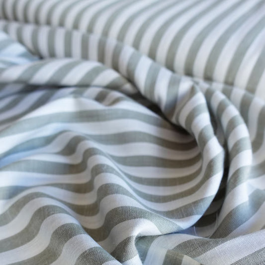 Yarn Dyed Stripes Viscose Fabric Green - per half metre