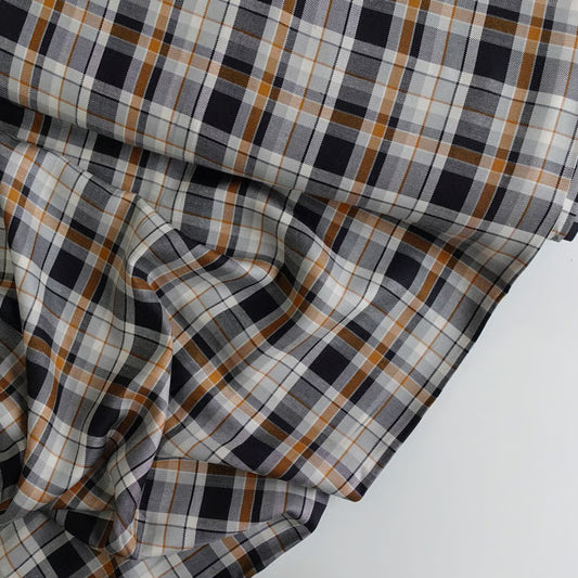 Grey check - Viscose Twill - per half metre