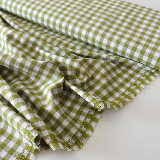 Old Lime Gingham 100% Cotton Fabric - per half metre