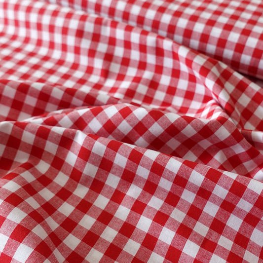 Cherry Red Gingham 100% Cotton Fabric - per half metre