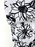 White Sketch Floral Viscose Linen - per half metre