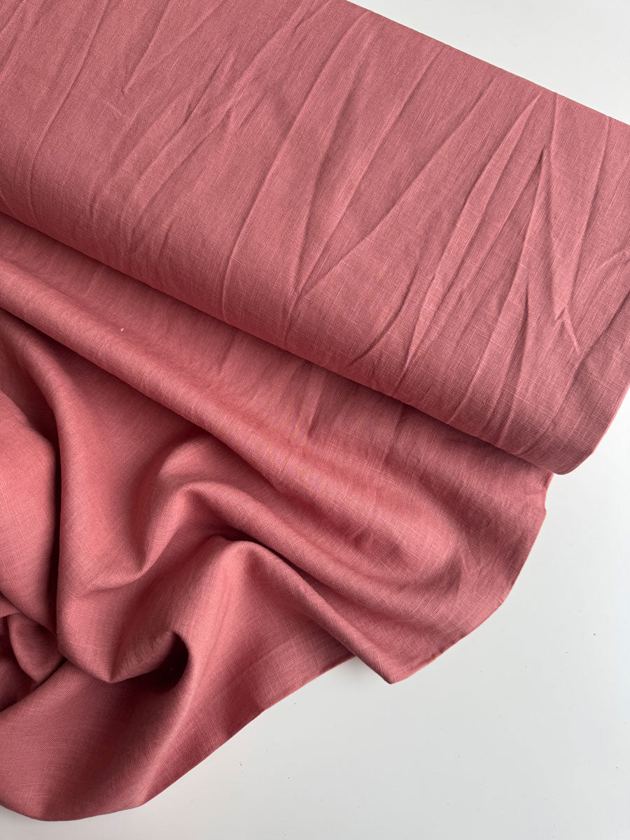 Rose stonewashed linen - per half metre