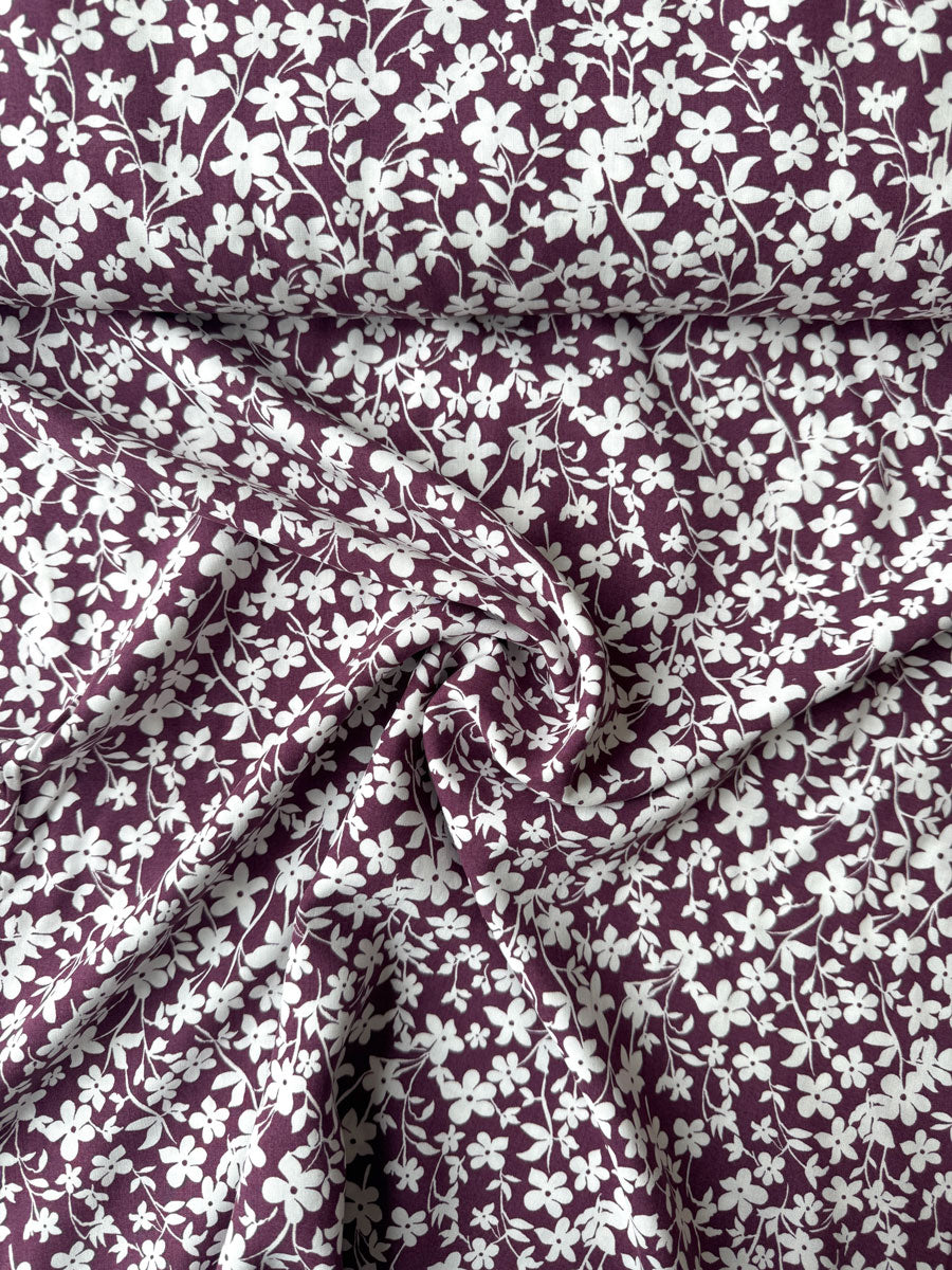 Berry Floral Viscose Stretch - per half metre
