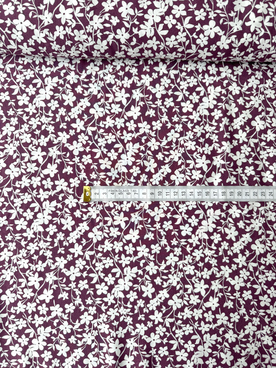 Berry Floral Viscose Stretch - per half metre