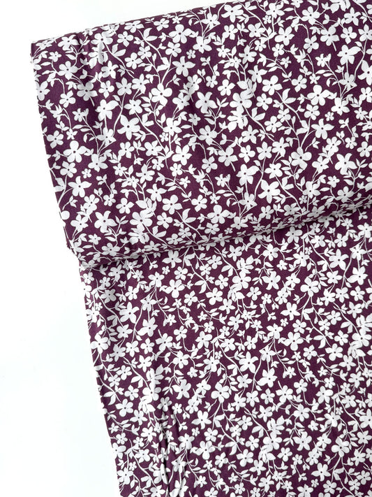 Berry Floral Viscose - per half metre