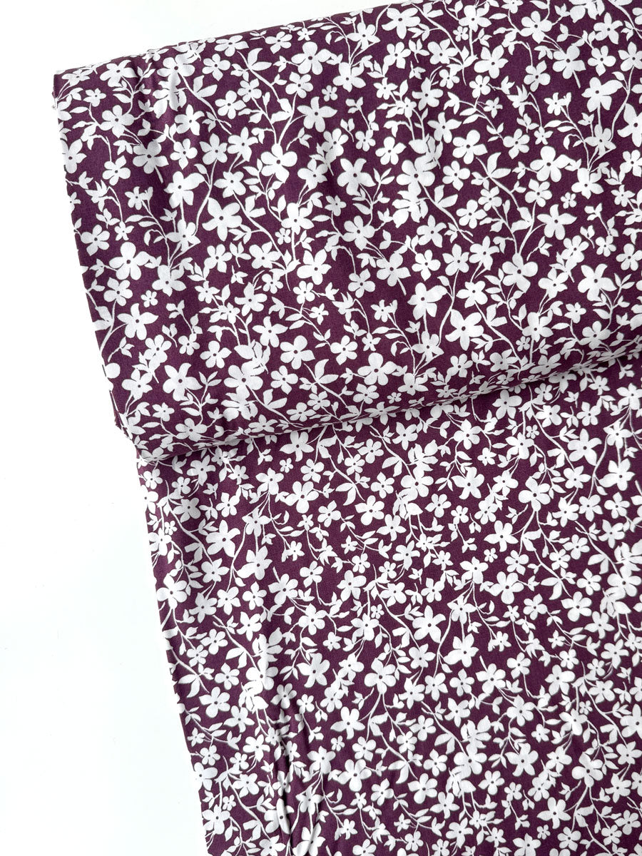 Berry Floral Viscose Stretch - per half metre