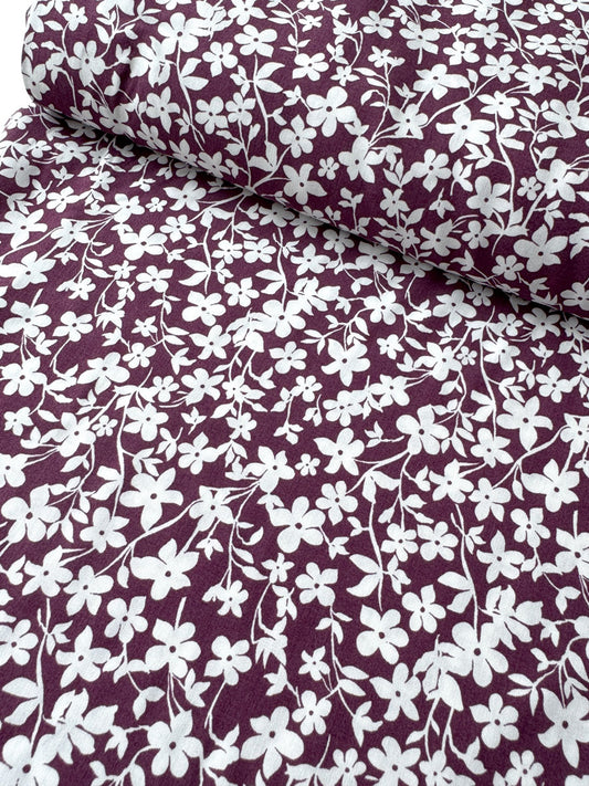Berry Floral Viscose - per half metre