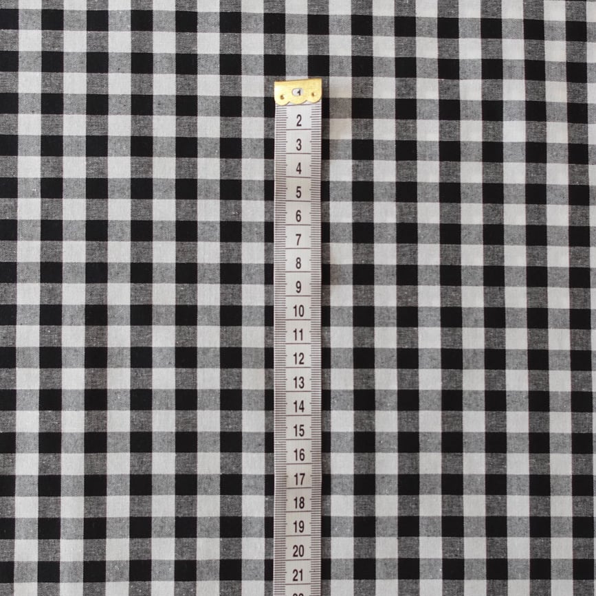 Black Gingham 100% Cotton Fabric - per half metre