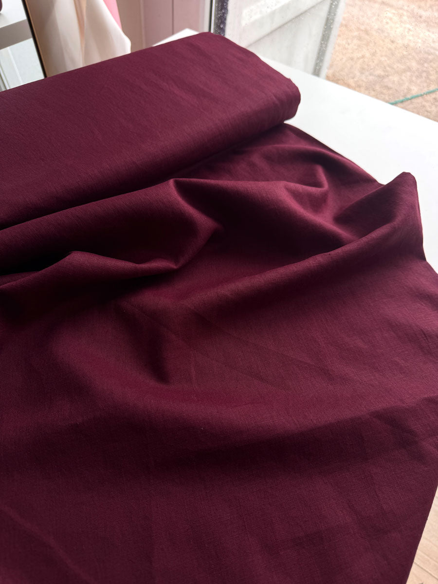 Bordeaux stonewashed linen - per half metre