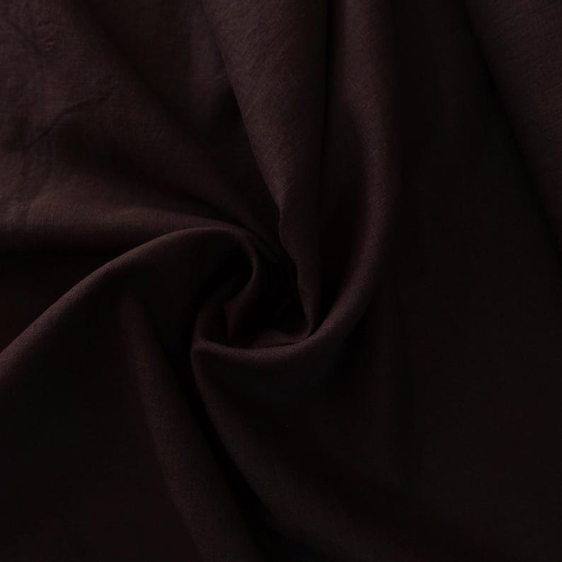 Chocolate brown stonewashed linen - per half metre