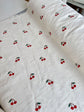 Cherry embroidered needlecord - per half metre