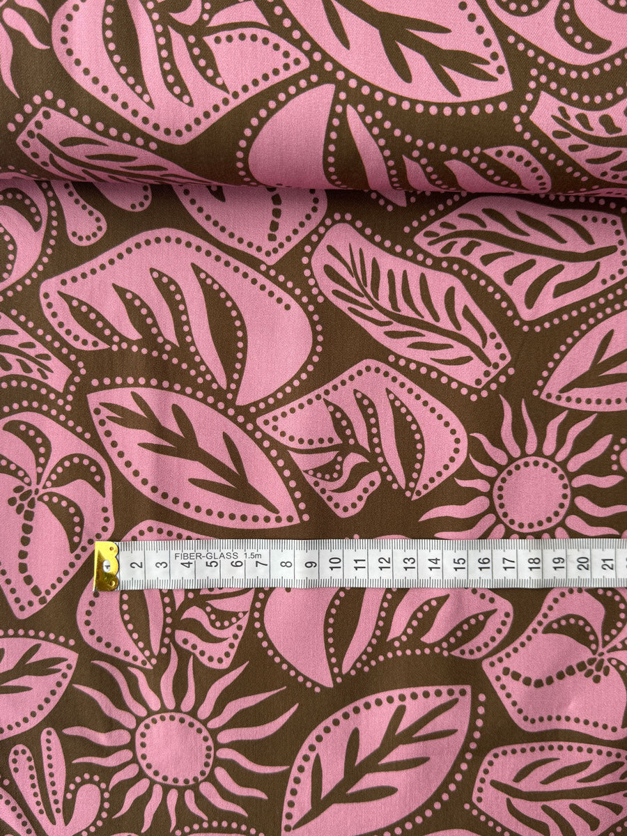 Mauve Abstract Viscose Stretch Fabric - per half metre