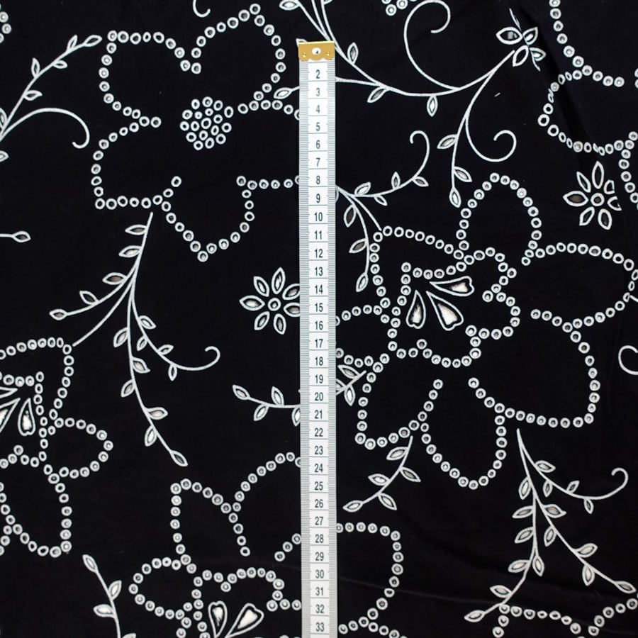 Black Cutwork Cotton Fabric - per half metre
