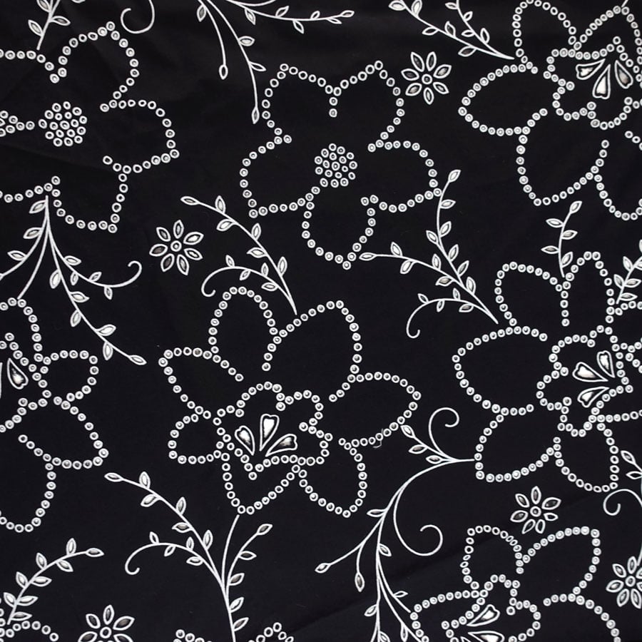 Black Cutwork Cotton Fabric - per half metre