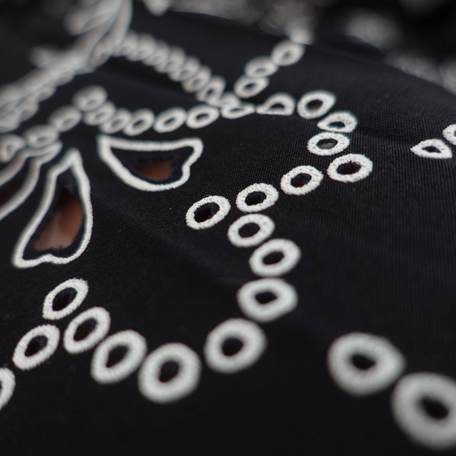 Black Cutwork Cotton Fabric - per half metre