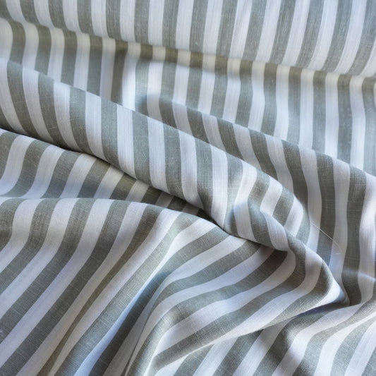 Yarn Dyed Stripes Viscose Fabric Green - per half metre