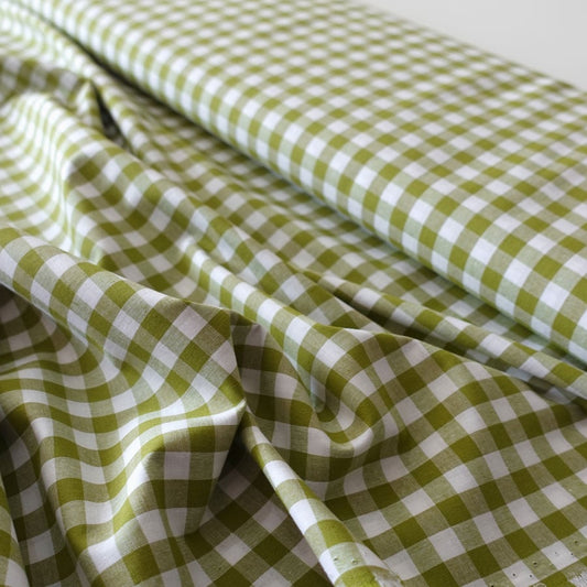Old Lime Gingham 100% Cotton Fabric - per half metre