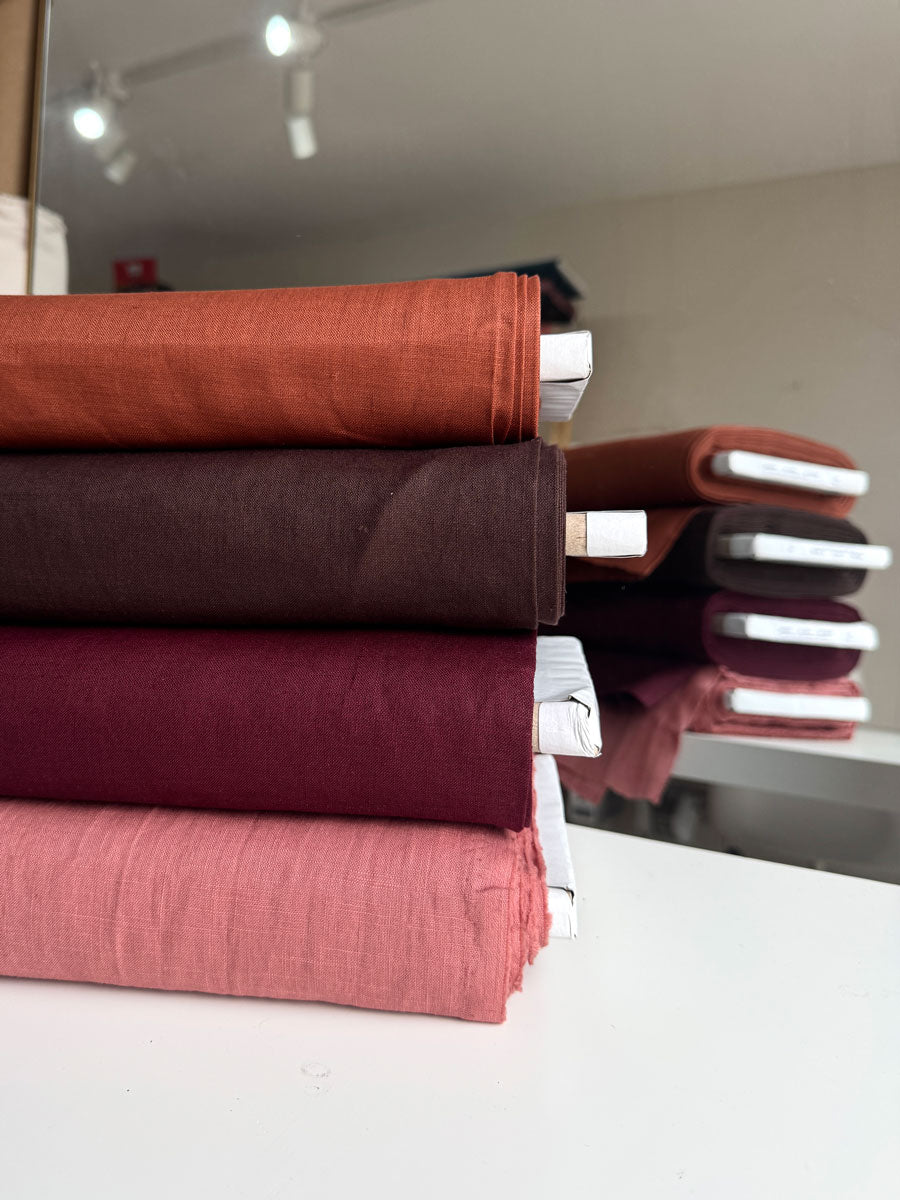 Rust stonewashed linen - per half metre