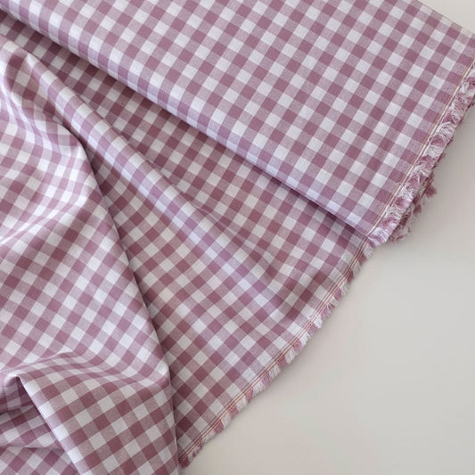 Mauve Gingham 100% Cotton Fabric - per half metre