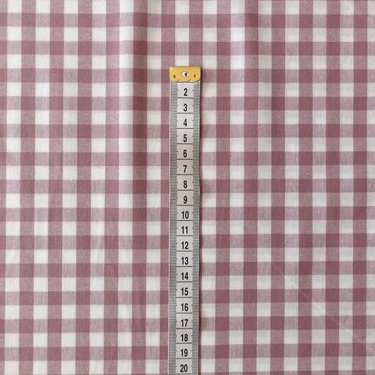 Mauve Gingham 100% Cotton Fabric - per half metre