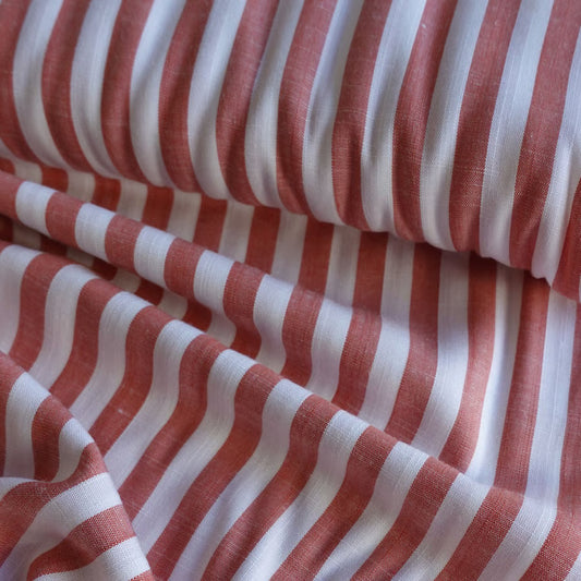 Yarn Dyed Stripes Viscose Fabric Orange - per half metre
