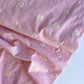 Pink Daisy Cotton Embroidered Fabric - per half metre
