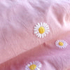 Pink Daisy Cotton Embroidered Fabric - per half metre