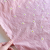 Pink Daisy Cotton Embroidered Fabric - per half metre