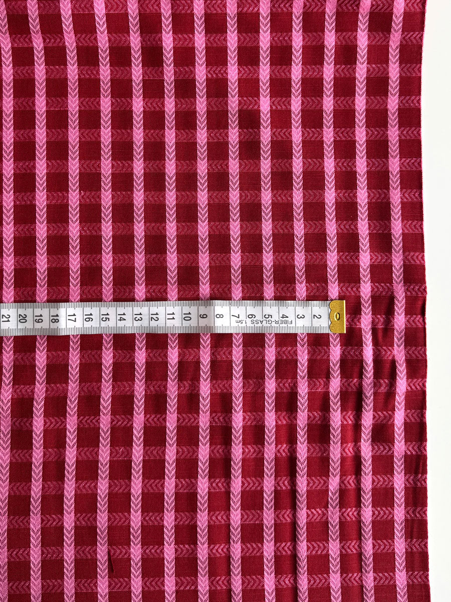 Red cotton yarn dyed dobby fabric - per half metre