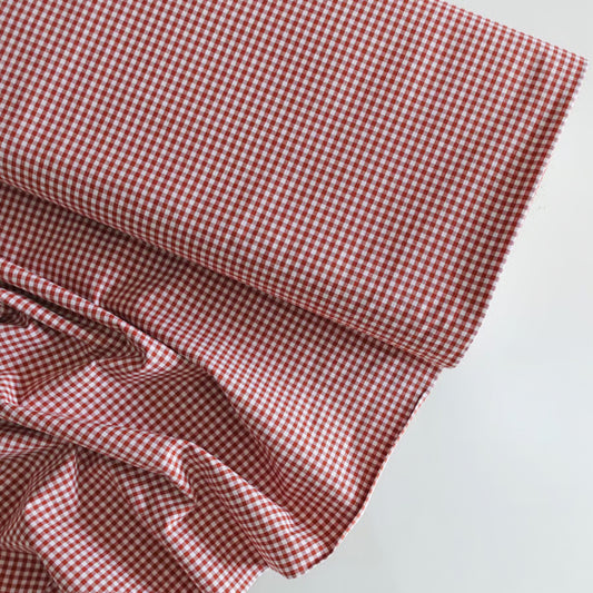Terracotta Mini Gingham 100% Cotton Fabric - per half metre