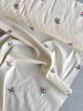 Pink Floral Embroidered Cotton Voile Fabric - per half metre