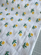 Yellow floral embroidered cotton linen - per half metre